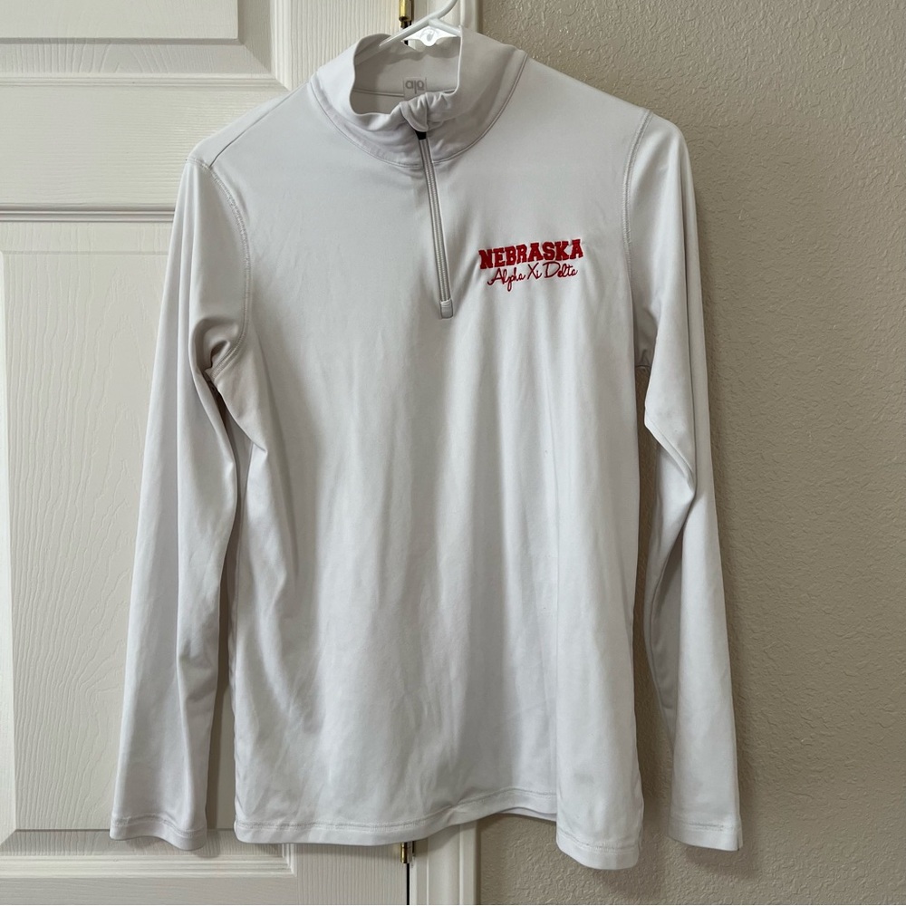 2012 alo Nebraska Alpha Xi Delta White Quarter-Zip Pullover - Large